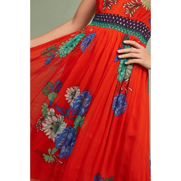 Maeve X Anthropologie Women's Ikebana Dress Flowy Maxi Dress Spaghetti Straps 6 - Picture 2 of 13